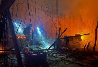 Incendio consume dos humildes viviendas en invasión de Mazatlán