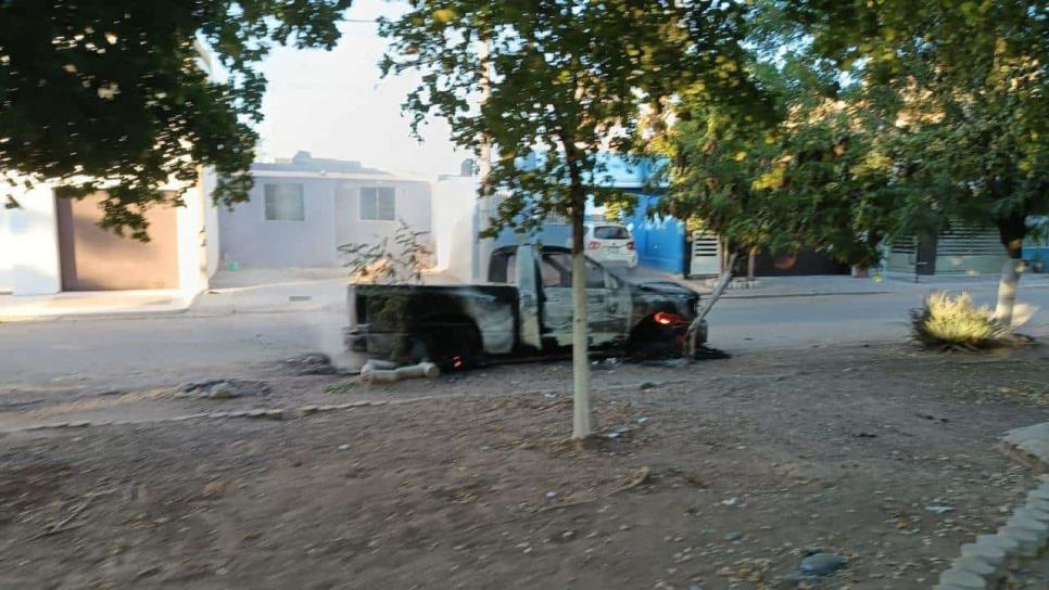 Queman camioneta junto a un parque en el fraccionamiento Santa Fe al norte de Culiacán