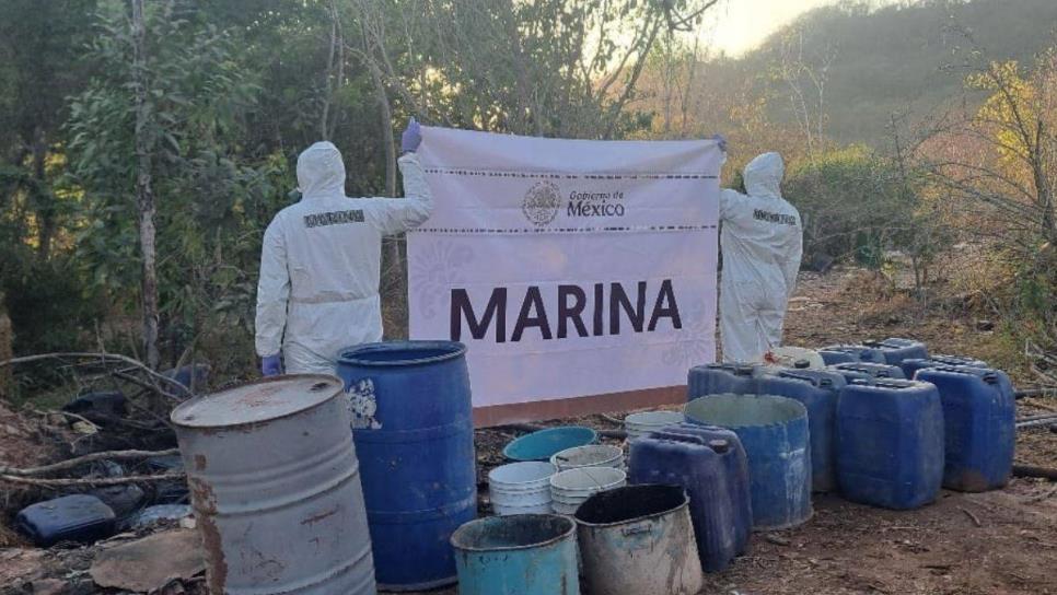 La Marina asegura narcolaboratorio en la sierra de Cósala