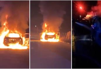 Se incendia auto tras sufrir falla mecánica en la colonia Flores Magón de Mazatlán