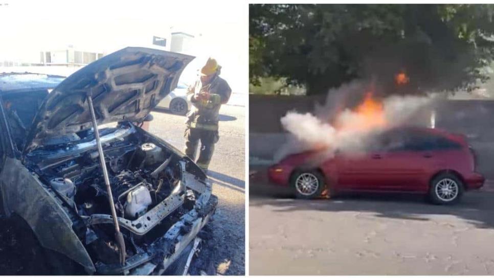 Vehículo termina calcinado en Los Mochis tras aparente cortocircuito