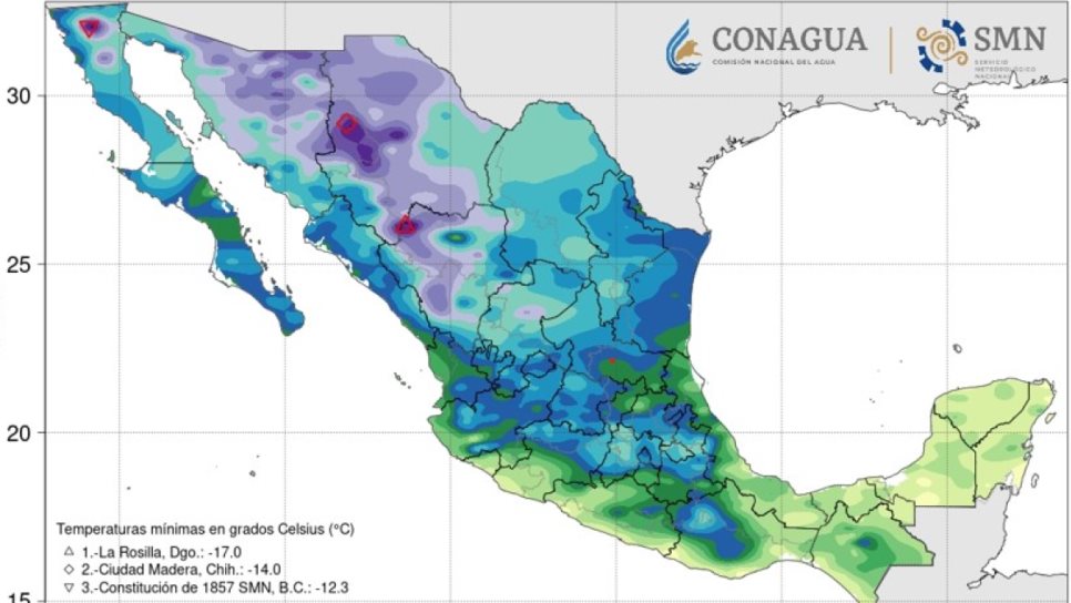 Frente frío número 23 ocasionará lluvias en distintas zonas de México