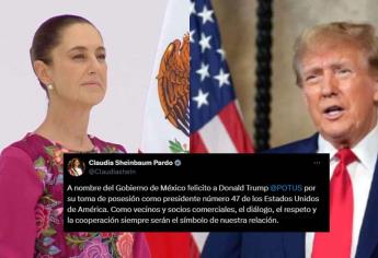 Claudia Sheinbaum felicita a Donald Trump por su toma de posesión como Presidente de Estados Unidos