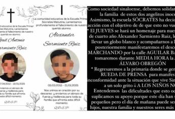 Marcharán para exigir justicia por Gael y Alexander, niños víctimas del ataque en Los Ángeles, Culiacán