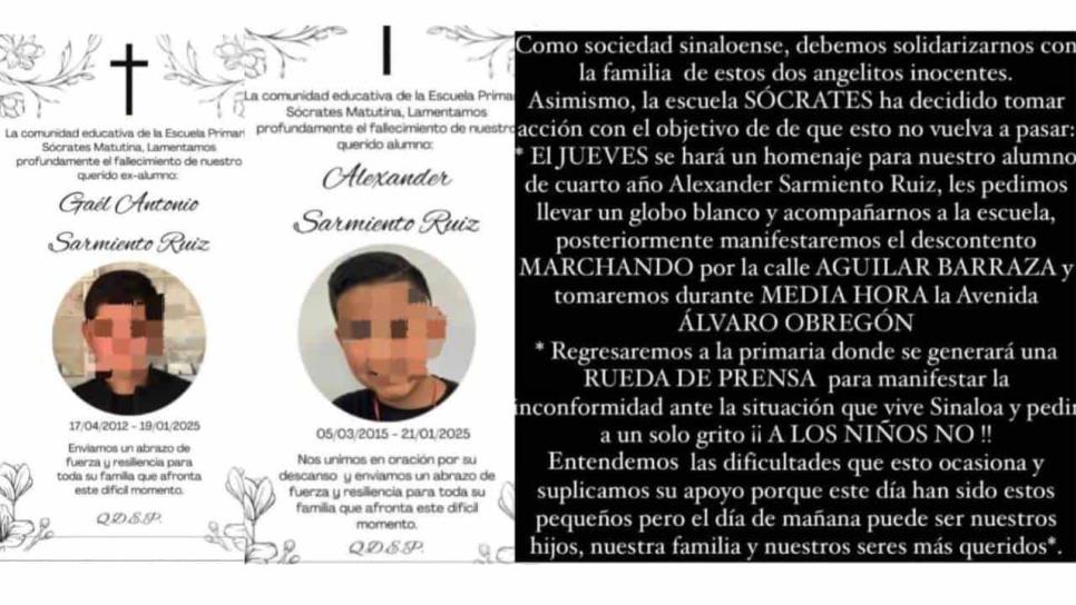 Marcharán para exigir justicia por Gael y Alexander, niños víctimas del ataque en Los Ángeles, Culiacán