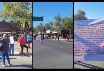 Madres de familia bloquean carretera Los Mochis-Topolobampo por falta de luz en escuelas