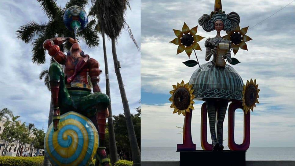 El espíritu carnavalero llega a la Plazuela Machado y Malecón de Mazatlán; instalan más monigotes