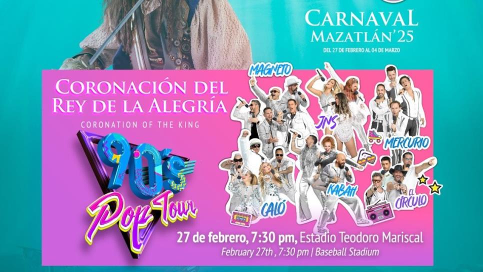 Los Aguilar se presentarán por Grupo Firme, y los 90s Pop tour por Jorge Medina y José Cuén, en el Carnaval de Mazatlán