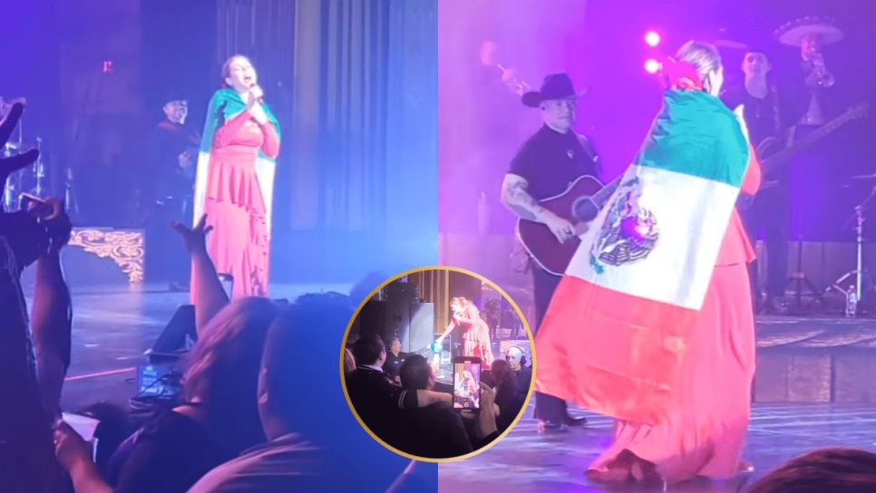 Yuridia defiende a fan y evita que staff le quite la bandera de México en Texas