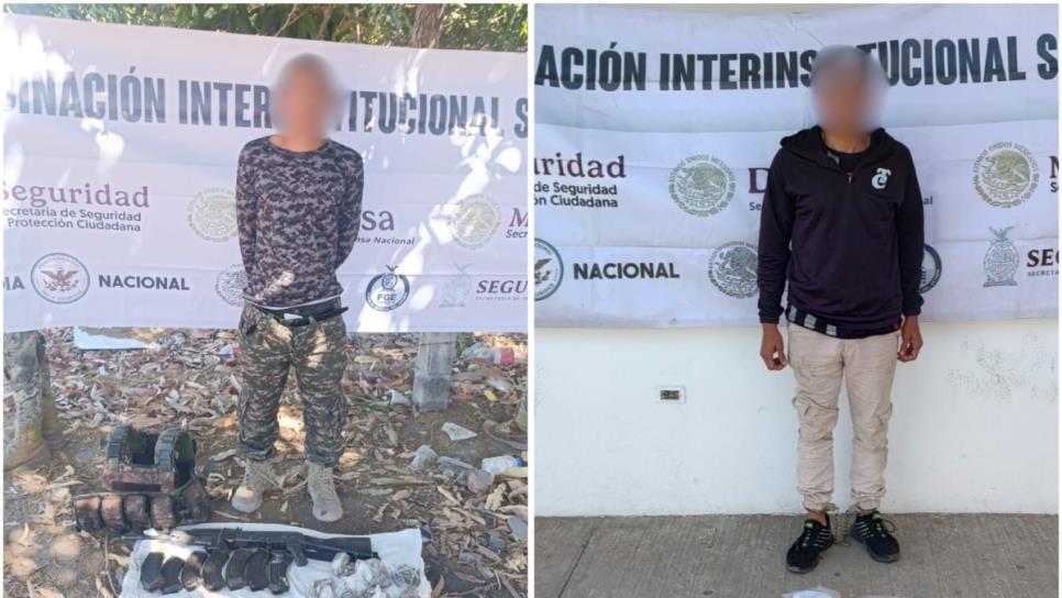 Marina detiene a dos hombres; uno en Escuinapa con arma y otro en Mazatlán con droga