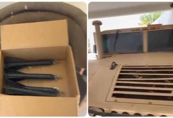 Militares aseguran Hummer, explosivos y ponchallantas en la casa donde fueron agredidos con un dron, en La Limita, Culiacán