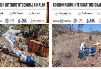 Aseguran 19 laboratorios clandestinos para elaborar droga sintética en Culiacán, Cosalá y Navolato