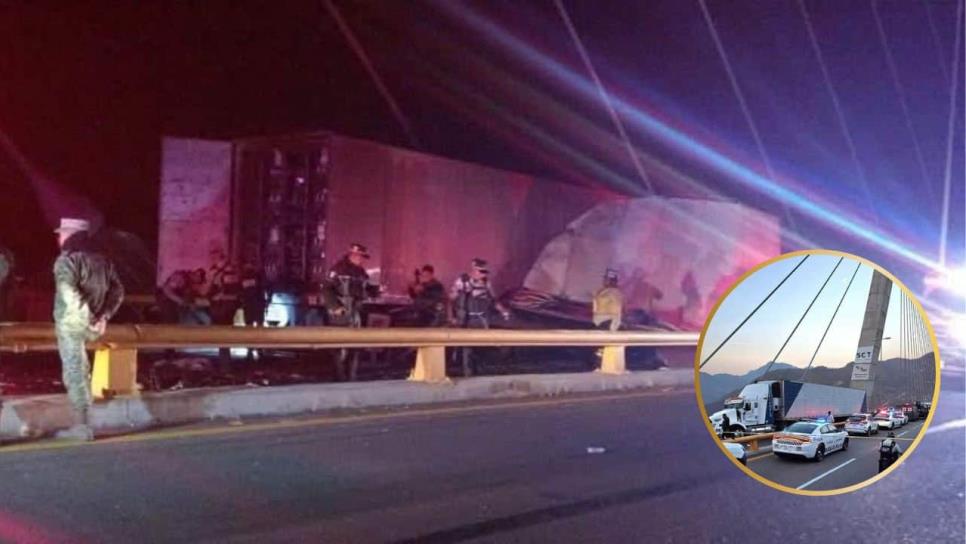 Tráiler se estrella en el puente Baluarte contra retén de la policía estatal; mueren tres elementos