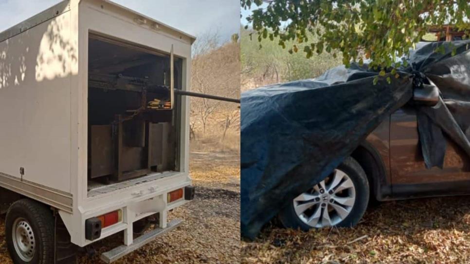 Militares aseguran camioneta con ametralladora calibre 50 oculta en caja seca en Culiacán