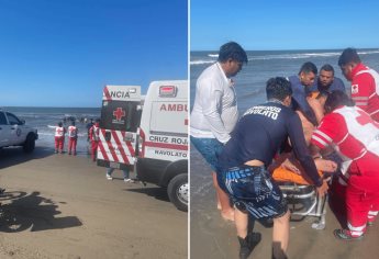 Rescatan a dos bañistas de morir ahogados en playas de El Tambor, Navolato