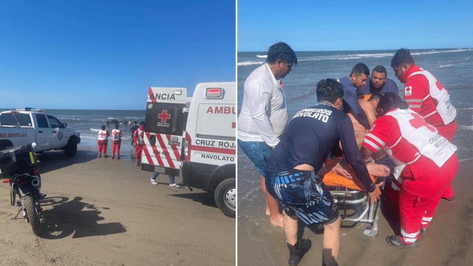 Rescatan a dos bañistas de morir ahogados en playas de El Tambor, Navolato