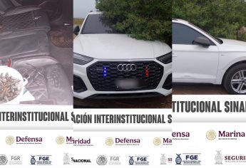 Aseguran un Audi robado, con poncha llantas y cargadores en Navolato 