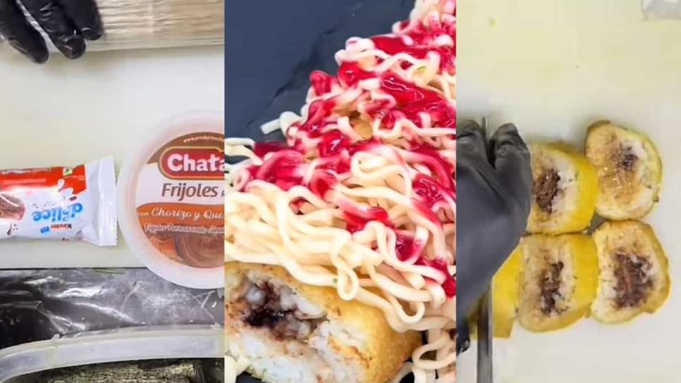 Sushi con frijoles, chocolate y maruchan, la tendencia en Culiacán | VIDEO Sushi con frijoles, chocolate y maruchan, la tendencia en Culiacán | VIDEO