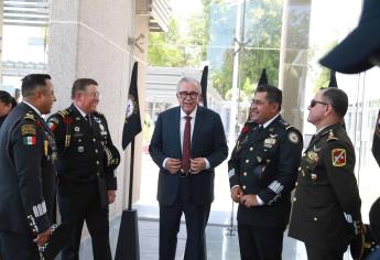 Rocha Moya asiste a la inauguración de la 462/a Compañía de la Guardia Nacional en Aguaruto, Culiacán
