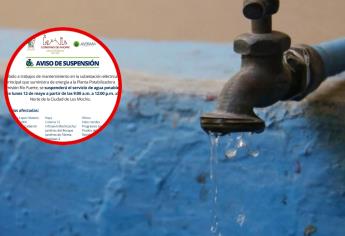 Más de 60 colonias de Los Mochis se quedarán sin agua este lunes 12 de mayo