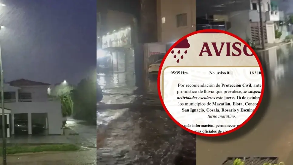 SEPyC: suspenden clases en 7 municipios de Sinaloa por fuertes lluvias