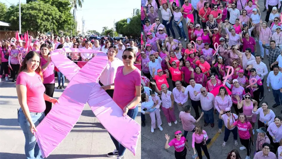 FOTO: Marcha Rosa 2025 tiñe de esperanza a Los Mochis: prevención y unidad contra el cáncer de mama