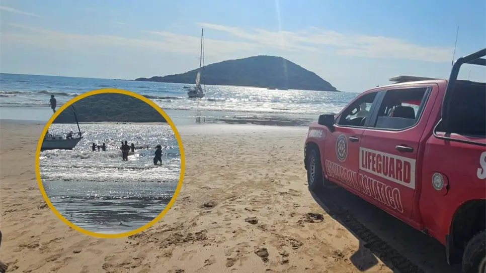 FOTO: Embarcación sufre falla mecánica en playas de Mazatlán; tres personas son rescatadas