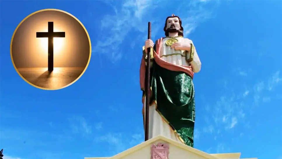 Estatua monumental de San Judas Tadeo en el Parque Mirador de Badiraguato, Sinaloa.