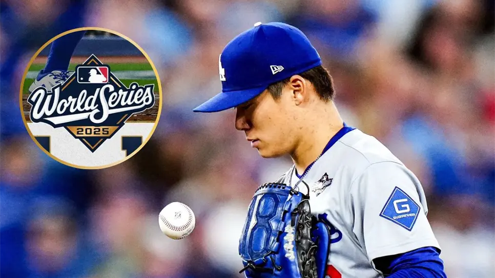 Yoshinobu Yamamoto de los Dodgers lanza durante su juego completo en la Serie Mundial 2025.