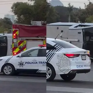 Vuelca camioneta de la CFE tras choque en la Juan Pablo II de Mazatlán