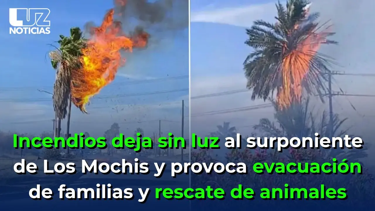 Incendios deja sin luz al surponiente de Los Mochis y provoca evacuación de familias
