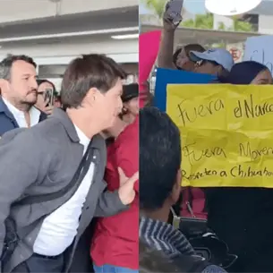 “¡Fuera Morena!”: reciben con protestas a Andrés López Beltrán, hijo del expresidente AMLO, en aeropuerto de Chihuahua