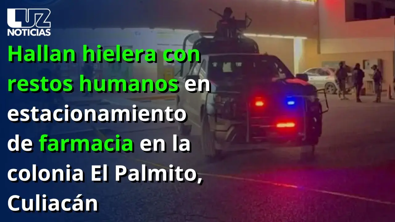 Hallan hielera con restos humanos en estacionamiento de farmacia en la colonia El Palmito, Culiacán
Hallan hielera con restos humanos en estacionamiento de farmacia en la colonia El Palmito, Culiacán