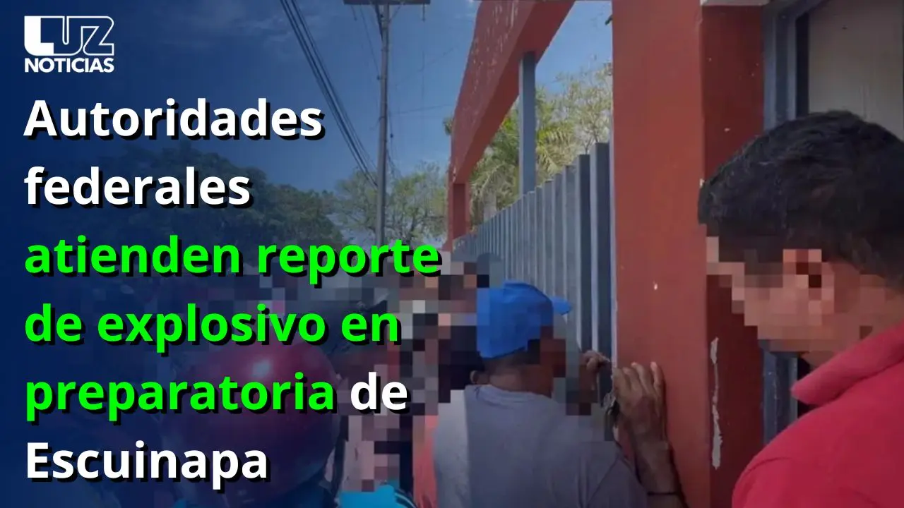 Autoridades federales atienden reporte de explosivo en preparatoria de Escuinapa
Autoridades federales atienden reporte de explosivo en preparatoria de Escuinapa