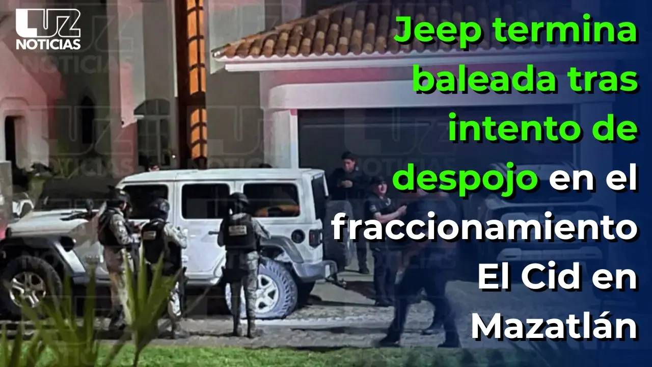 Jeep termina baleada tras intento de despojo en el fraccionamiento El Cid en Mazatlán
Jeep termina baleada tras intento de despojo en el fraccionamiento El Cid en Mazatlán
