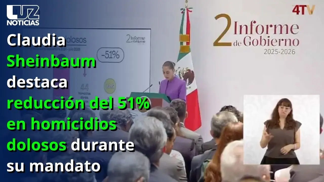Claudia Sheinbaum destaca reducción del 51% en homicidios dolosos durante su mandato
