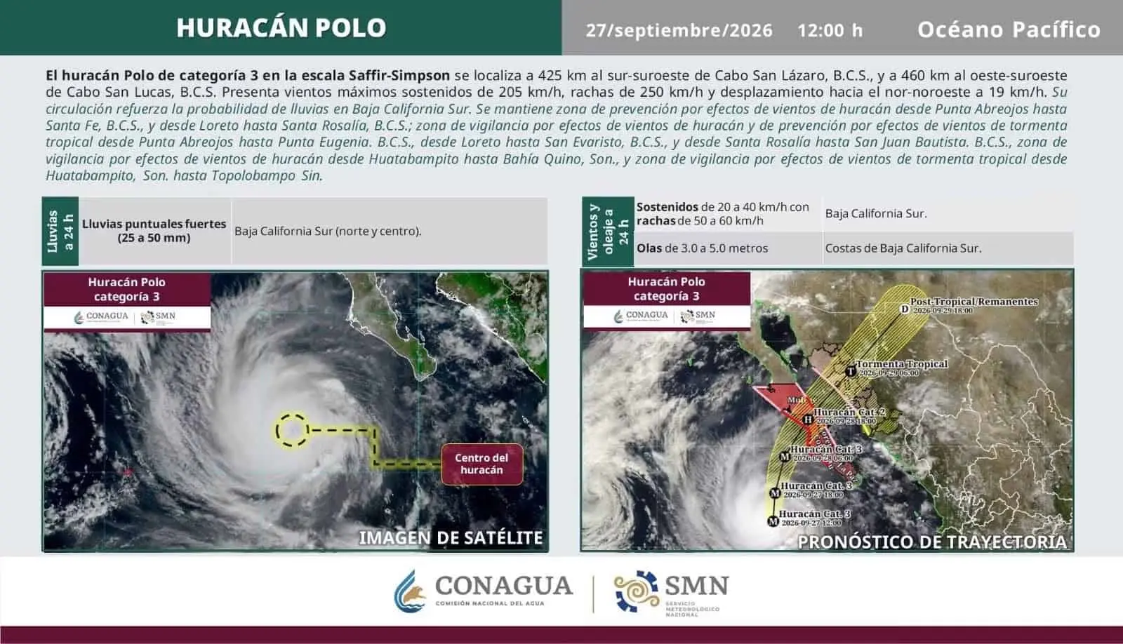 Polo impactará Baja California Sur este lunes; Topolobampo entra en vigilancia por vientos de tormenta tropical Polo impactará Baja California Sur este lunes; Topolobampo entra en vigilancia por vientos de tormenta tropical
