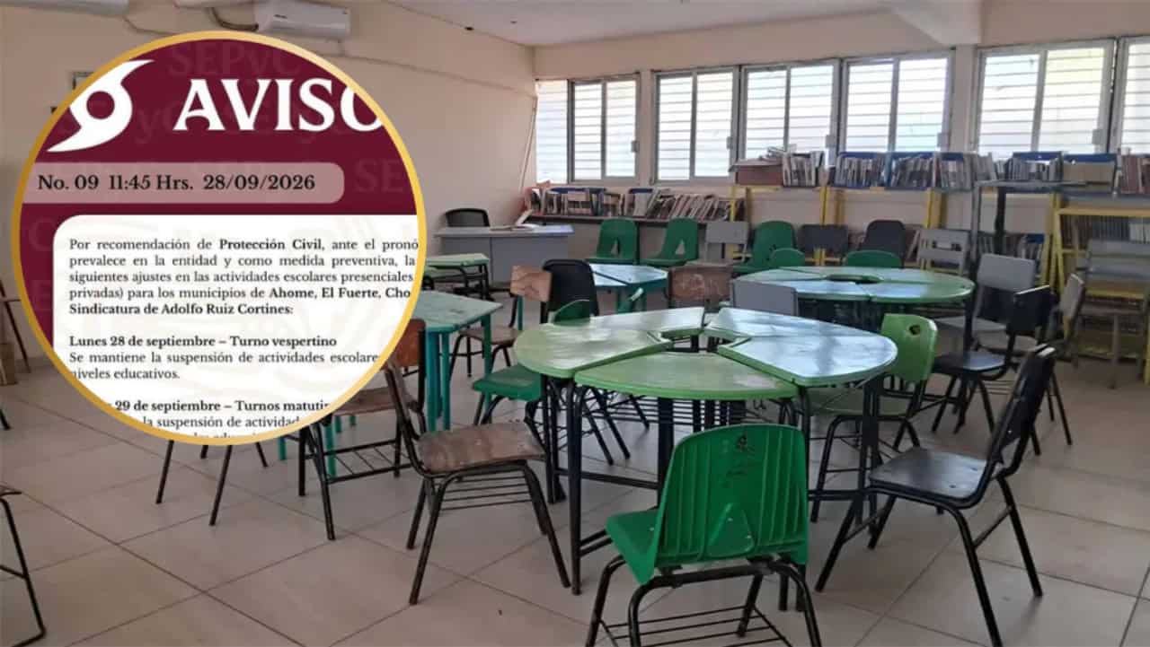 Suspenden clases en turno vespertino este lunes y ambos turnos el martes para estos municipios de Sinaloa