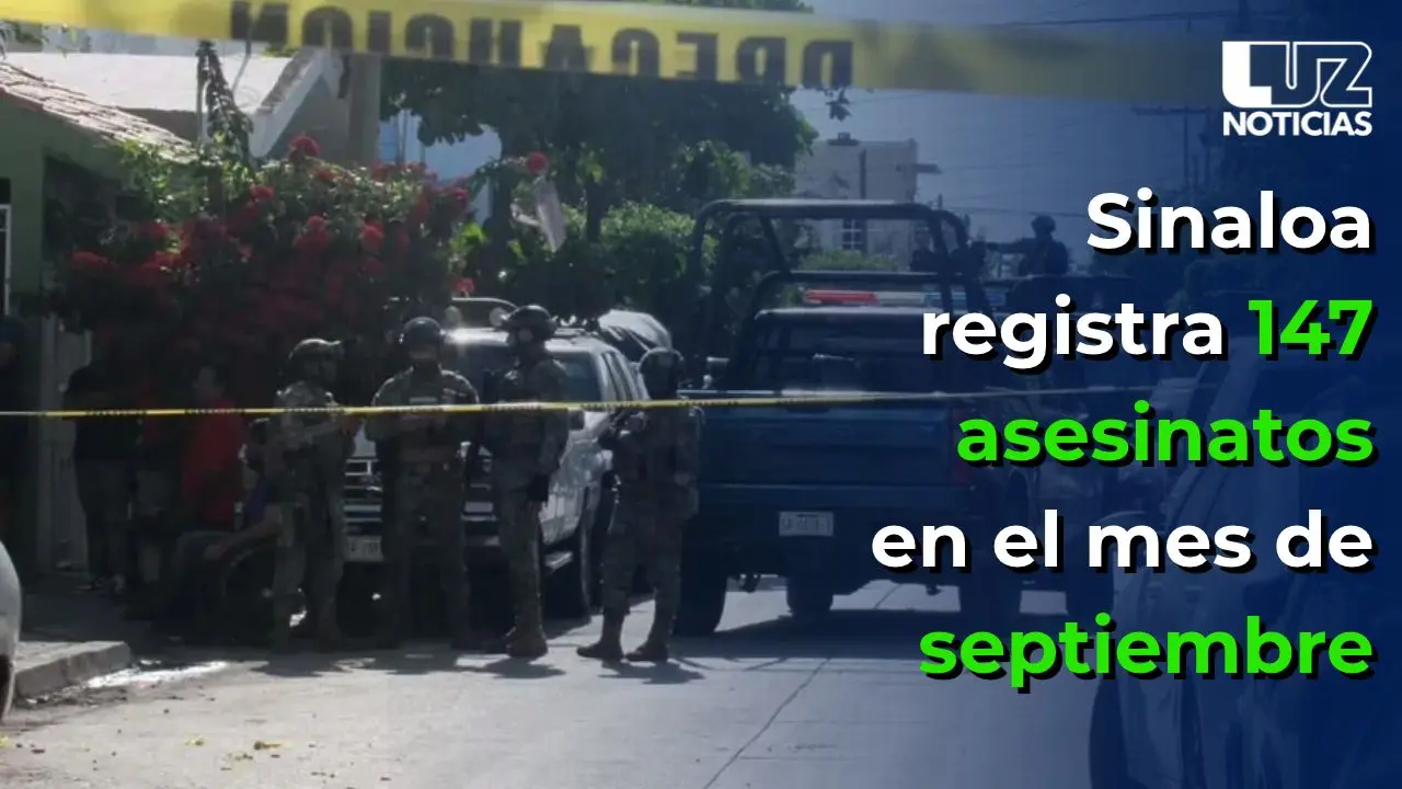 Sinaloa registra 147 asesinatos en el mes de septiembre
Sinaloa registra 147 asesinatos en el mes de septiembre