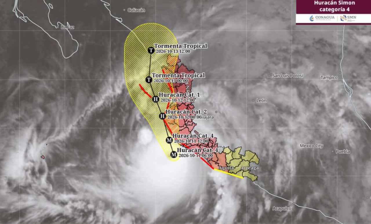 Huracán Simón vuelve a cambiar de trayectoria y ahora se enfila para tocar tierra al sur de Sinaloa