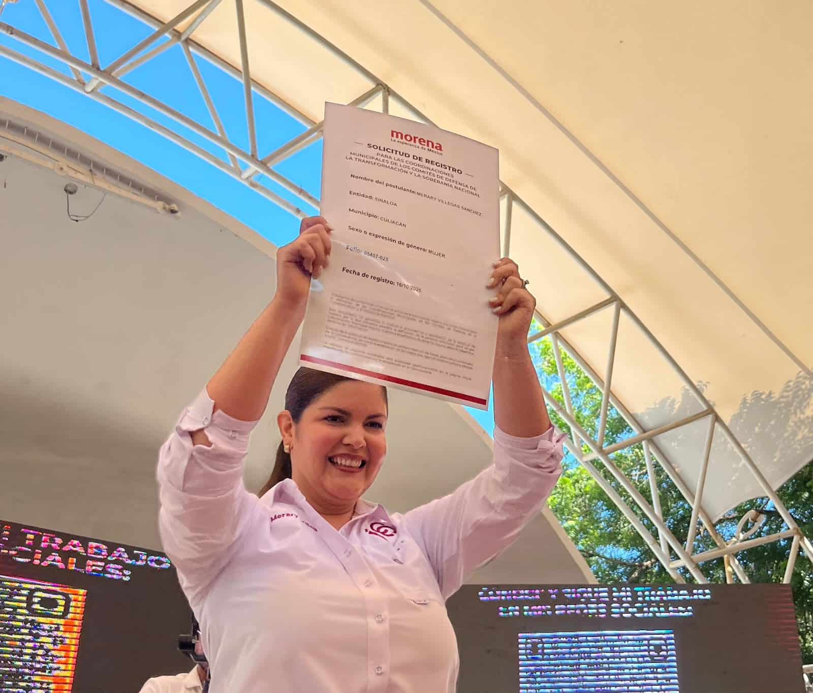 Merary Villegas anuncia su registro por la alcaldía de Culiacán con Morena frente a cientos de culiacanenses